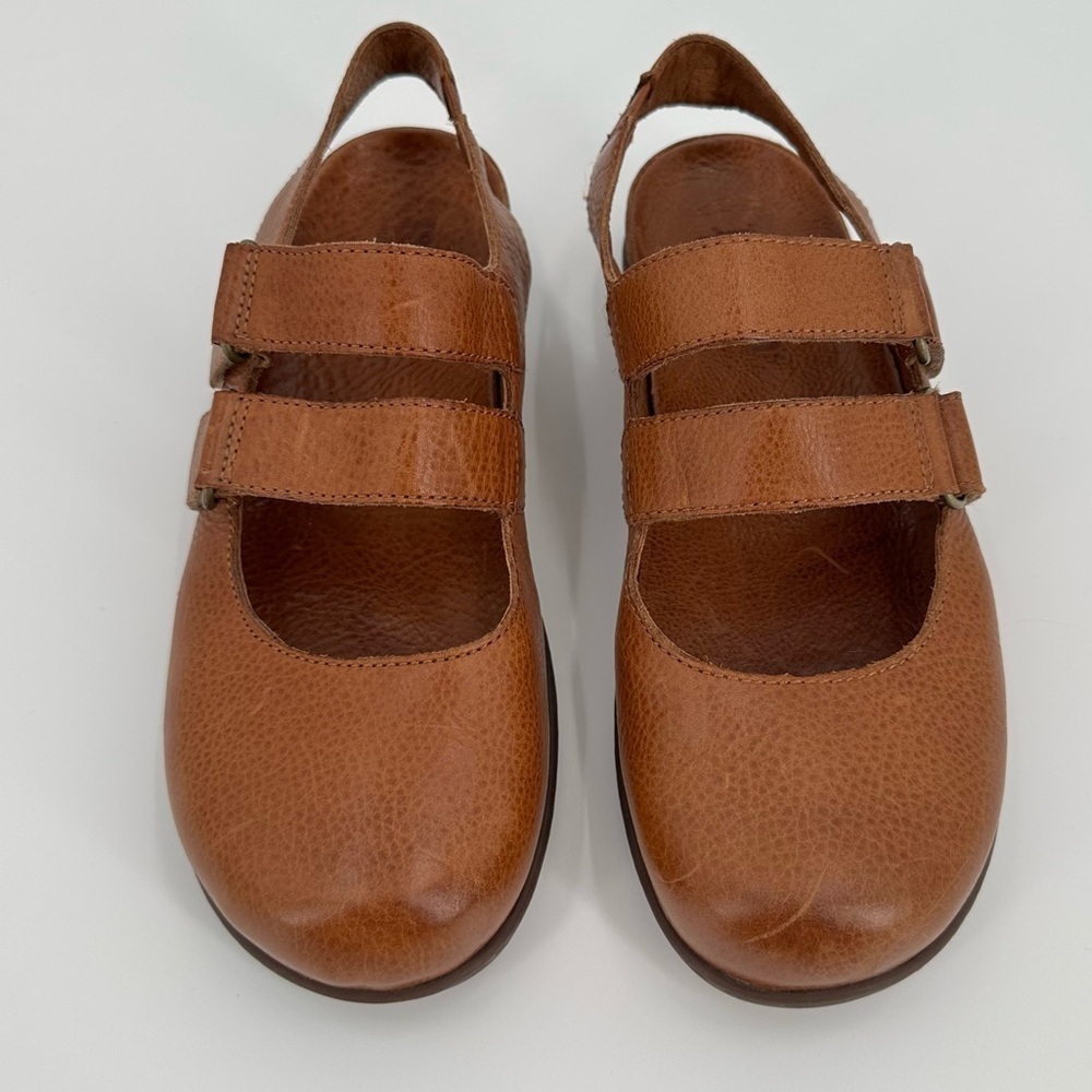 BORN Handcrafted Leather Brown Comfort Double Strap Loafers Mules Size 9M - Picture 2 of 16